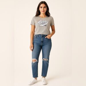 Aeropostale Classic Crew Gray Graphic Tee‎ Shirt Women’s XL Logo Top
